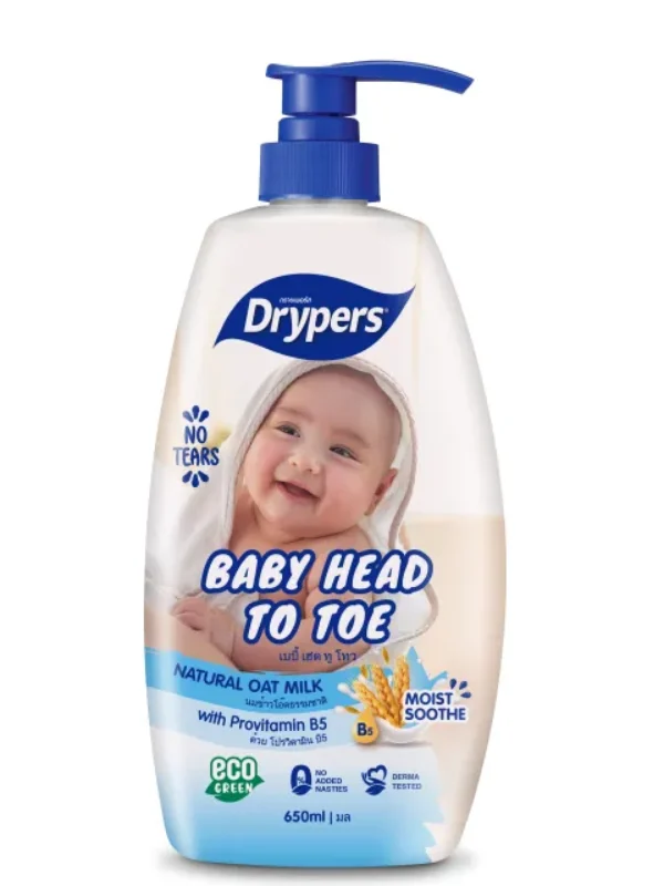 Drypers Head to Toe Shampoo - Natural Oat Milk (650ml)