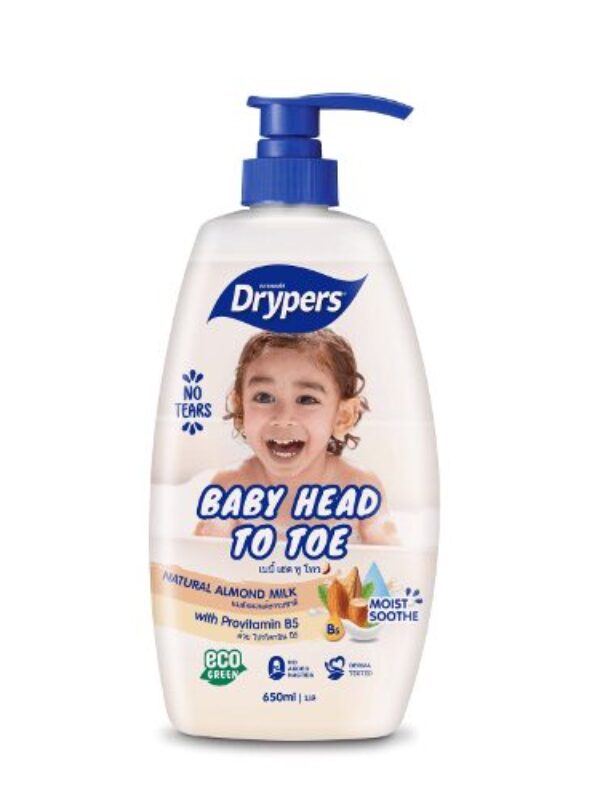 Drypers Head to Toe Shampoo - Natural Almond Milk (650ml)