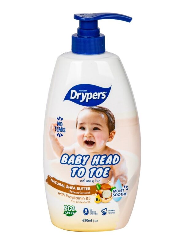 Drypers Head to Toe Shampoo Natural Shea Butter 650ml