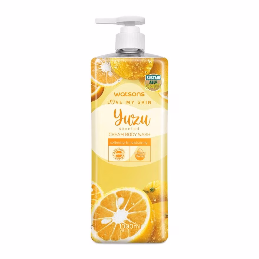 WATSONS LOVE MY SKIN YUZU SCENTED CREAM BODY WASH-1000ml